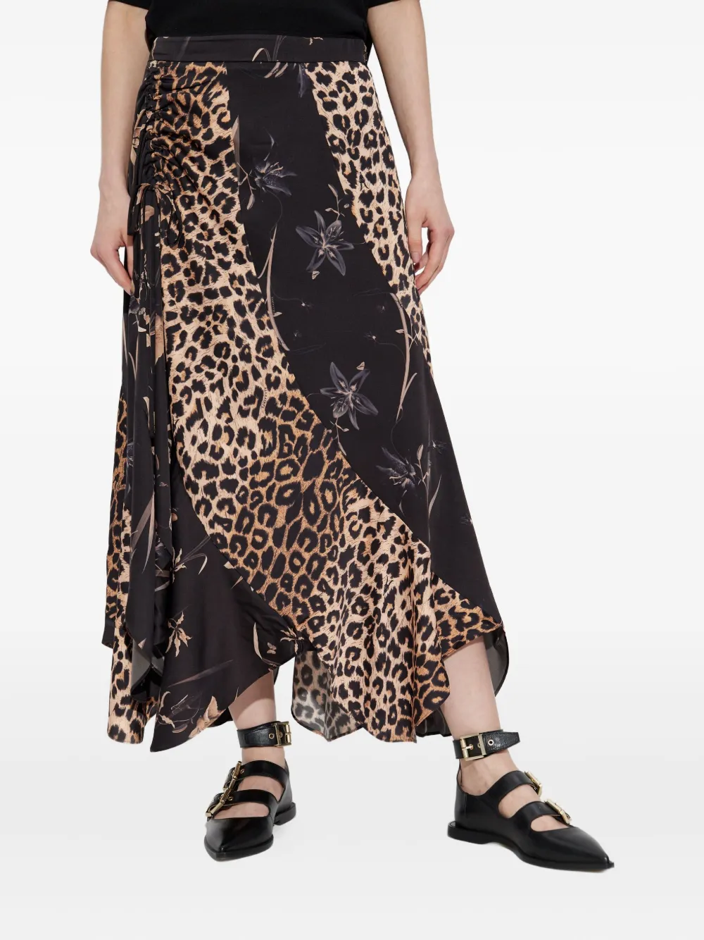 Allsaints Leopard-print Drawstring Skirt In Animal Print