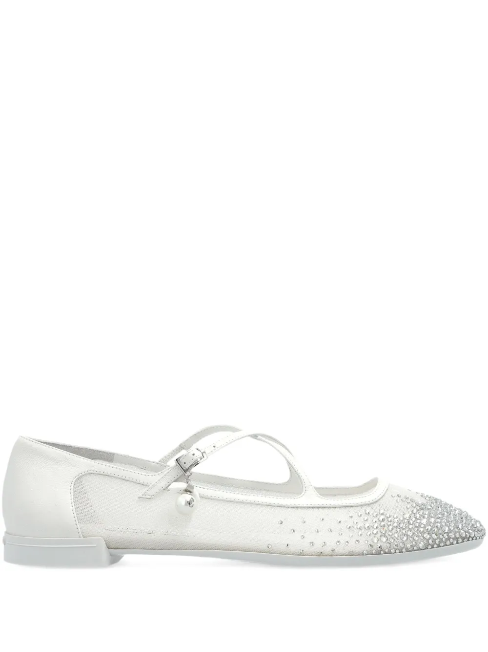 Jimmy Choo crystal-embellished flat pumps White
