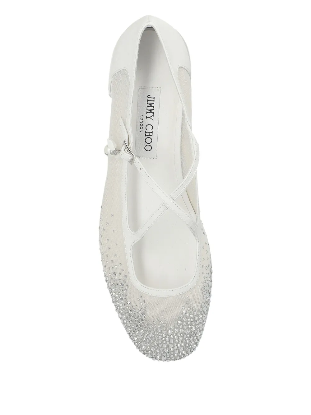 Jimmy Choo Eleri Ballerina Shoes Featuring Mesh Panel In White