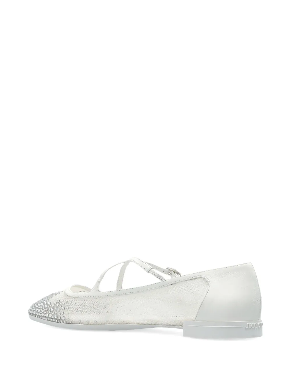 Jimmy Choo Eleri Ballerina Shoes Featuring Mesh Panel In White