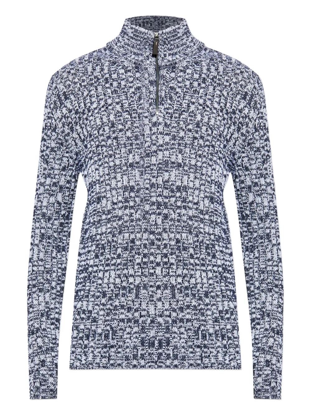 Tod's Half-zip Textured Wool Sweater In Blue