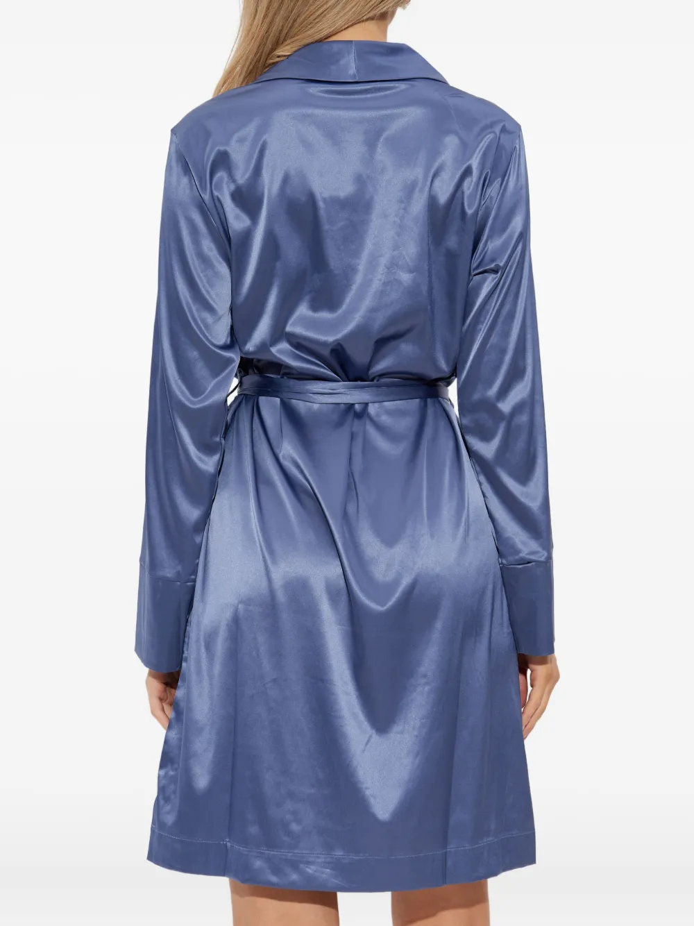 Emporio Armani Log-sleeves Wrap Robe In Blue