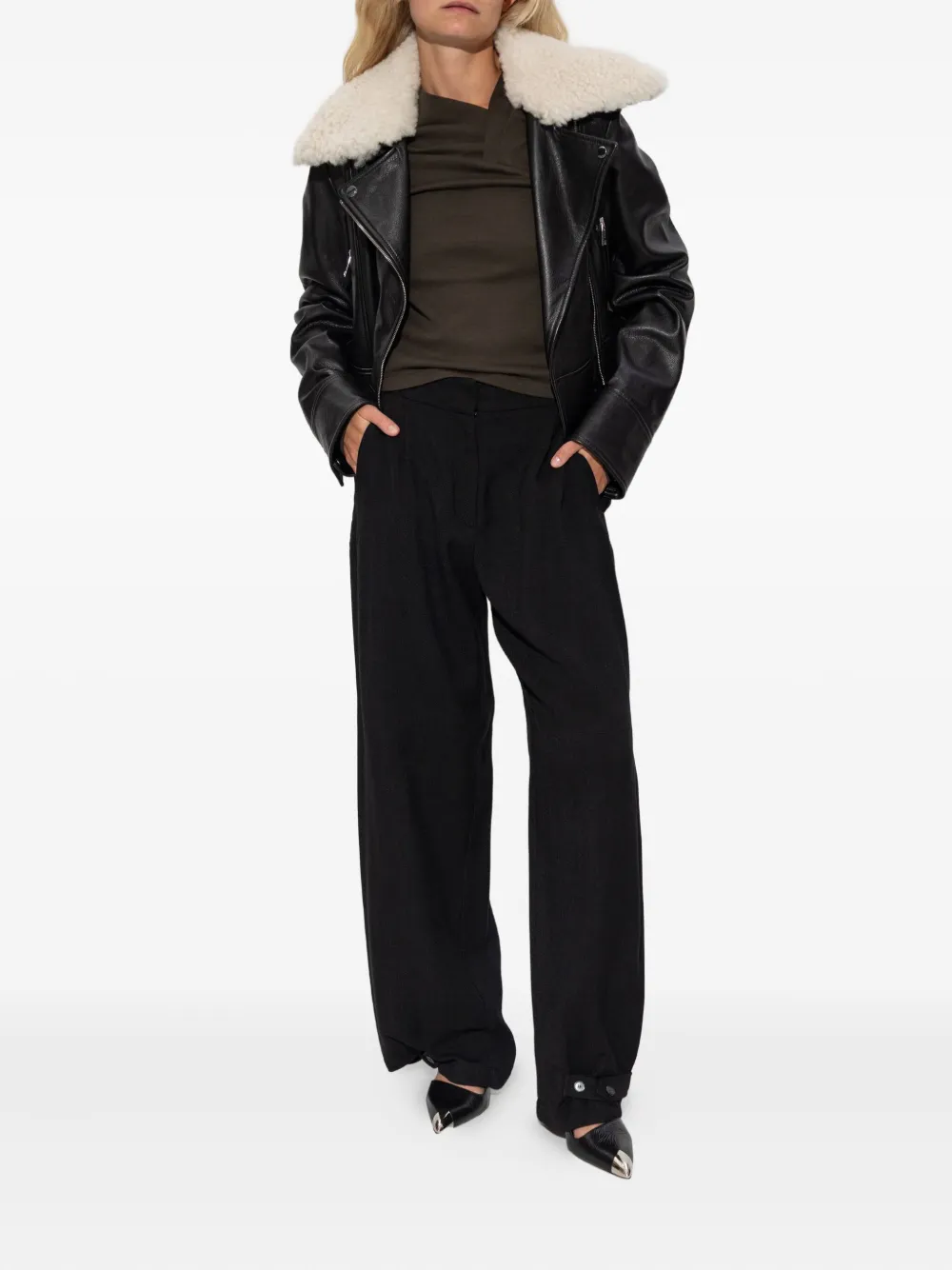 IRO pleated button-fastening trousers - Zwart