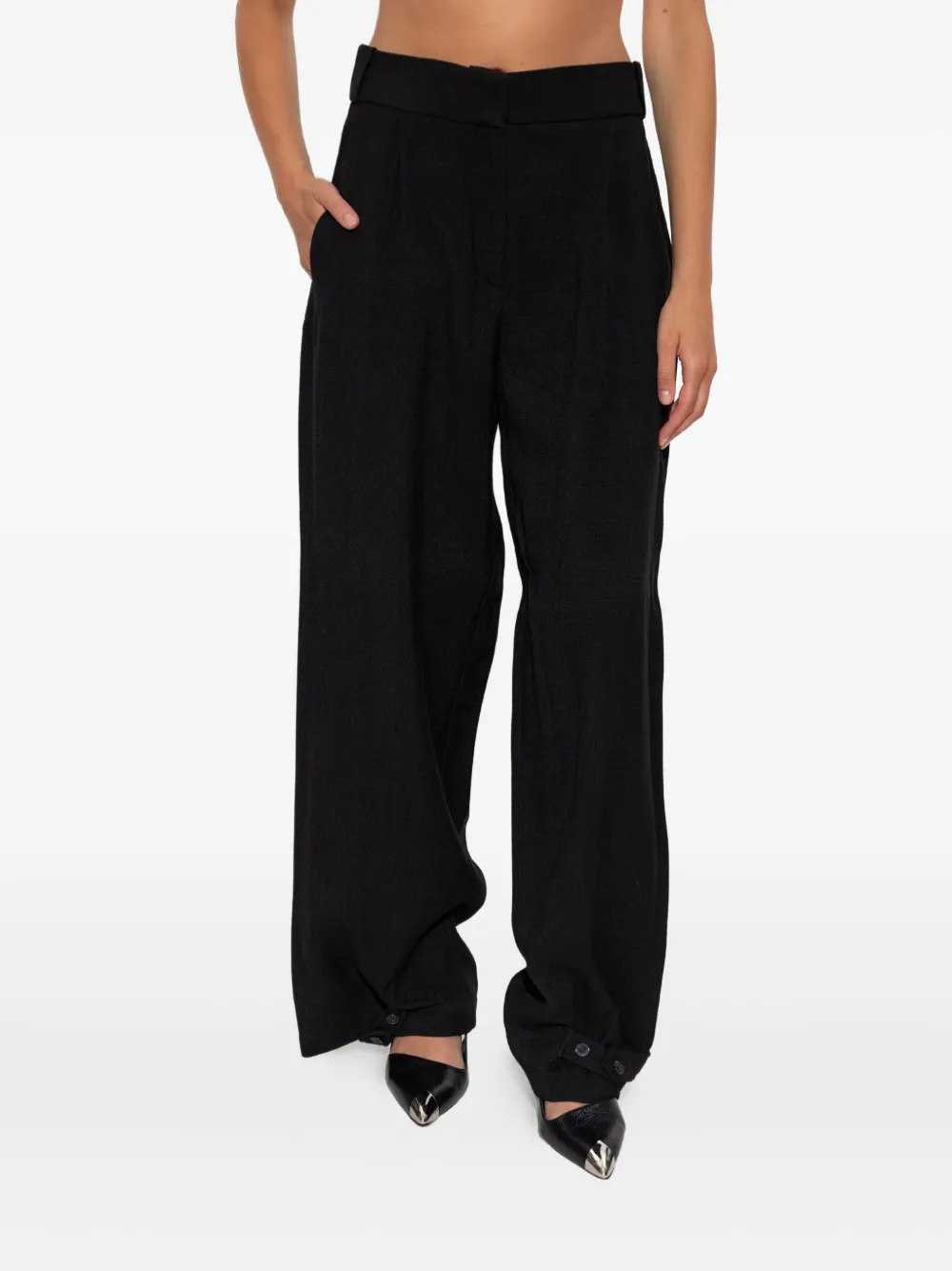 Iro Pleated Button-fastening Trousers In Black