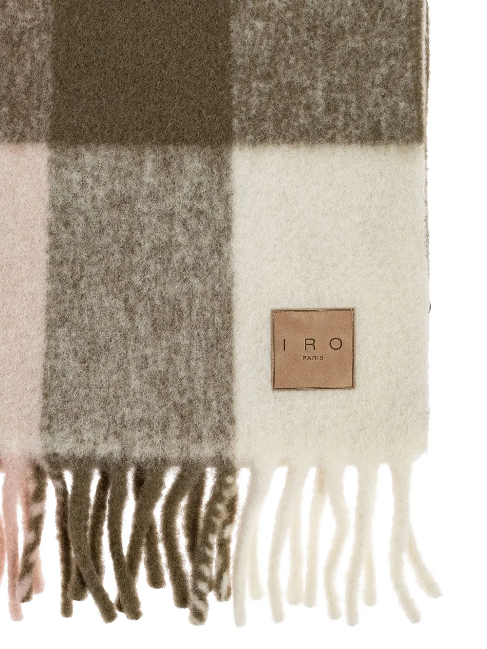 Iro Checked Fringed Scarf In Green