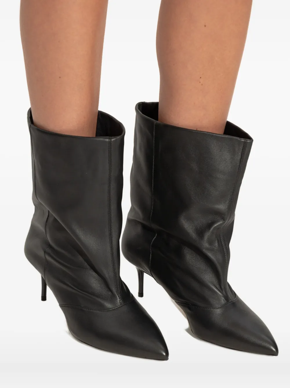 IRO 65mm Loly slouchy leather pointed-toe boots Black