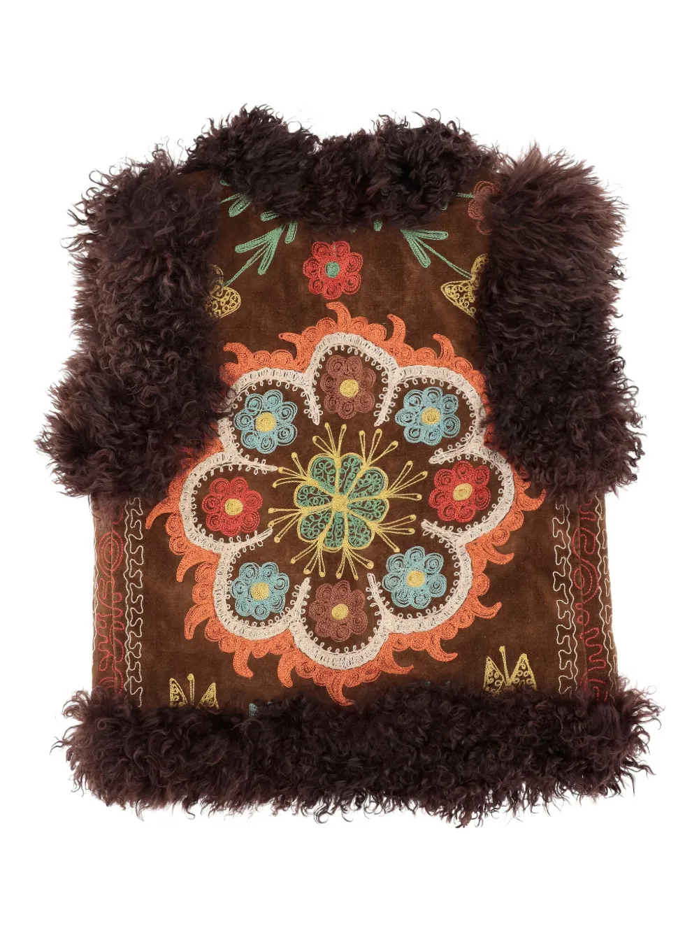 Zazi Vintage Embroidered-pattern Vest In Brown