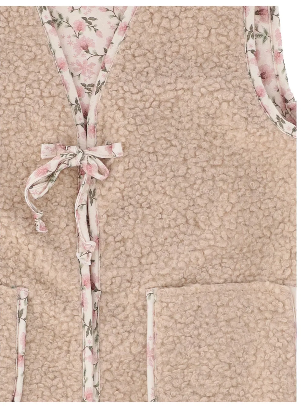 Babe And Tess Floral-lined Fleece Vest In Neutral