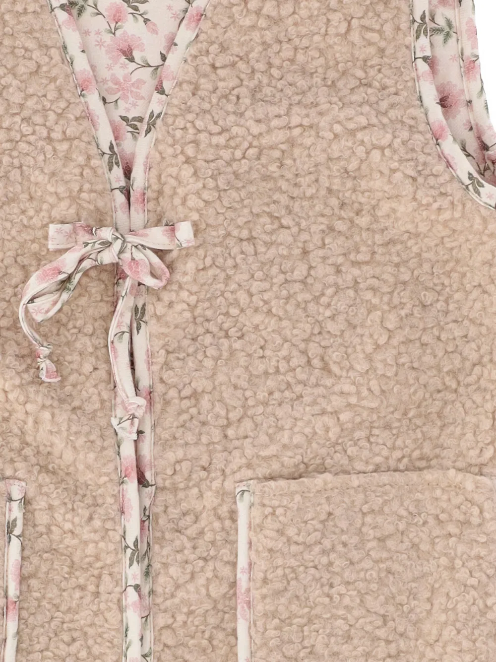 Babe And Tess Fleece gilet met bloemvoering Beige