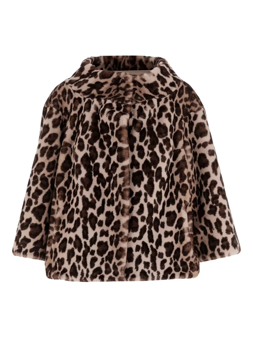 Uncommon Leopard-print Wide-collar Coat In Animal Print