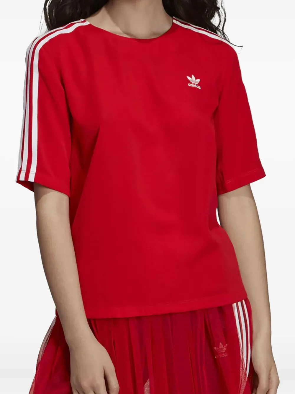 Adidas Originals Stadium 3-stripes "red" T-shirt In Red