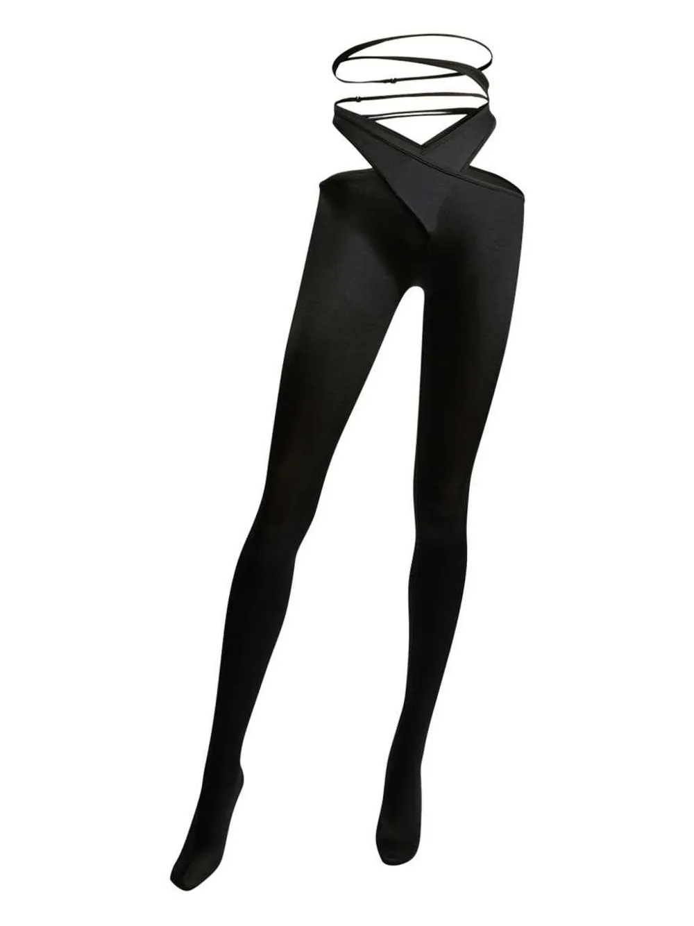 Mugler crossed-strap tights | Black | Image 1