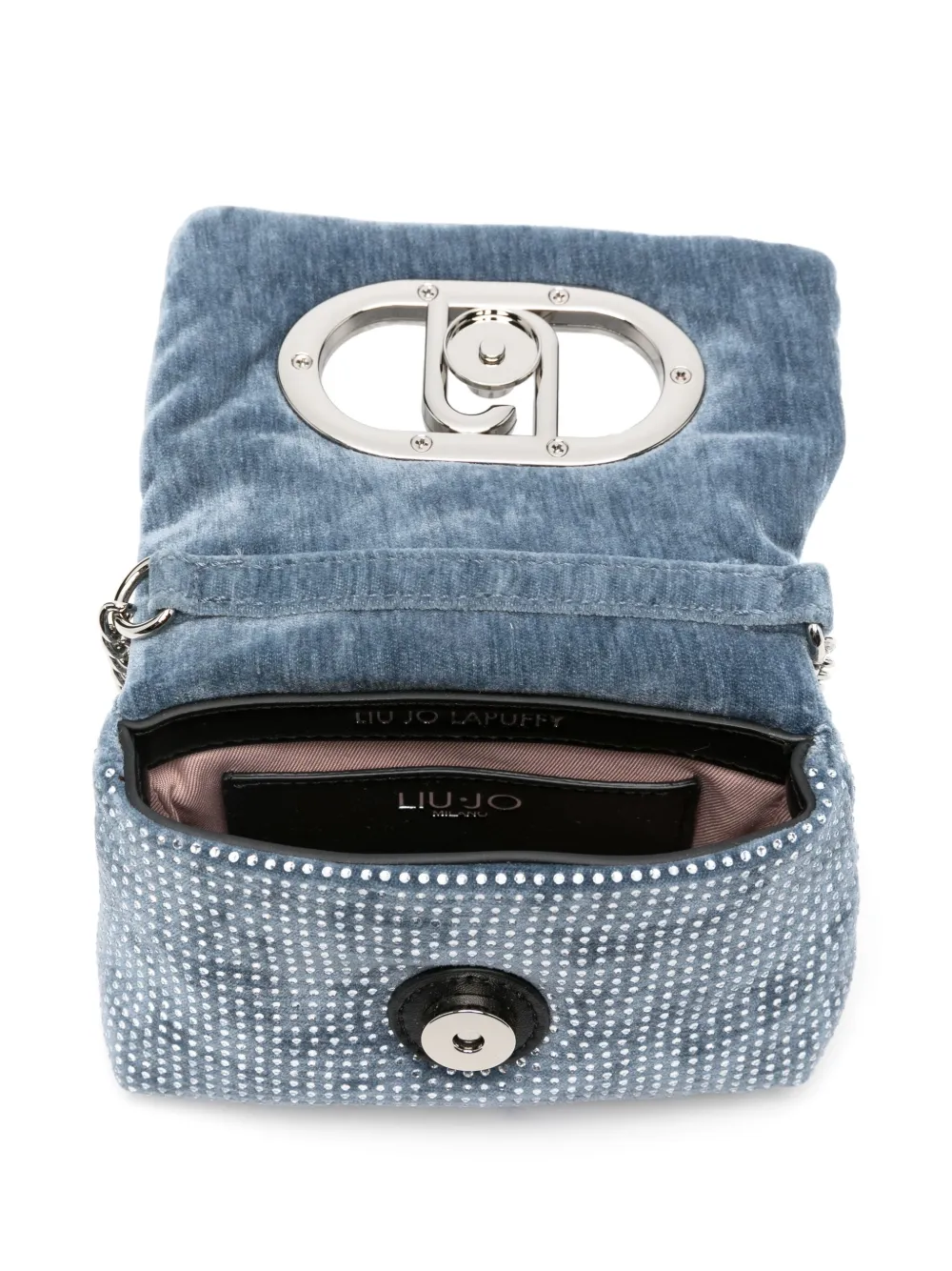 Liu •jo Crystal-embellished Chain Bag In Blue