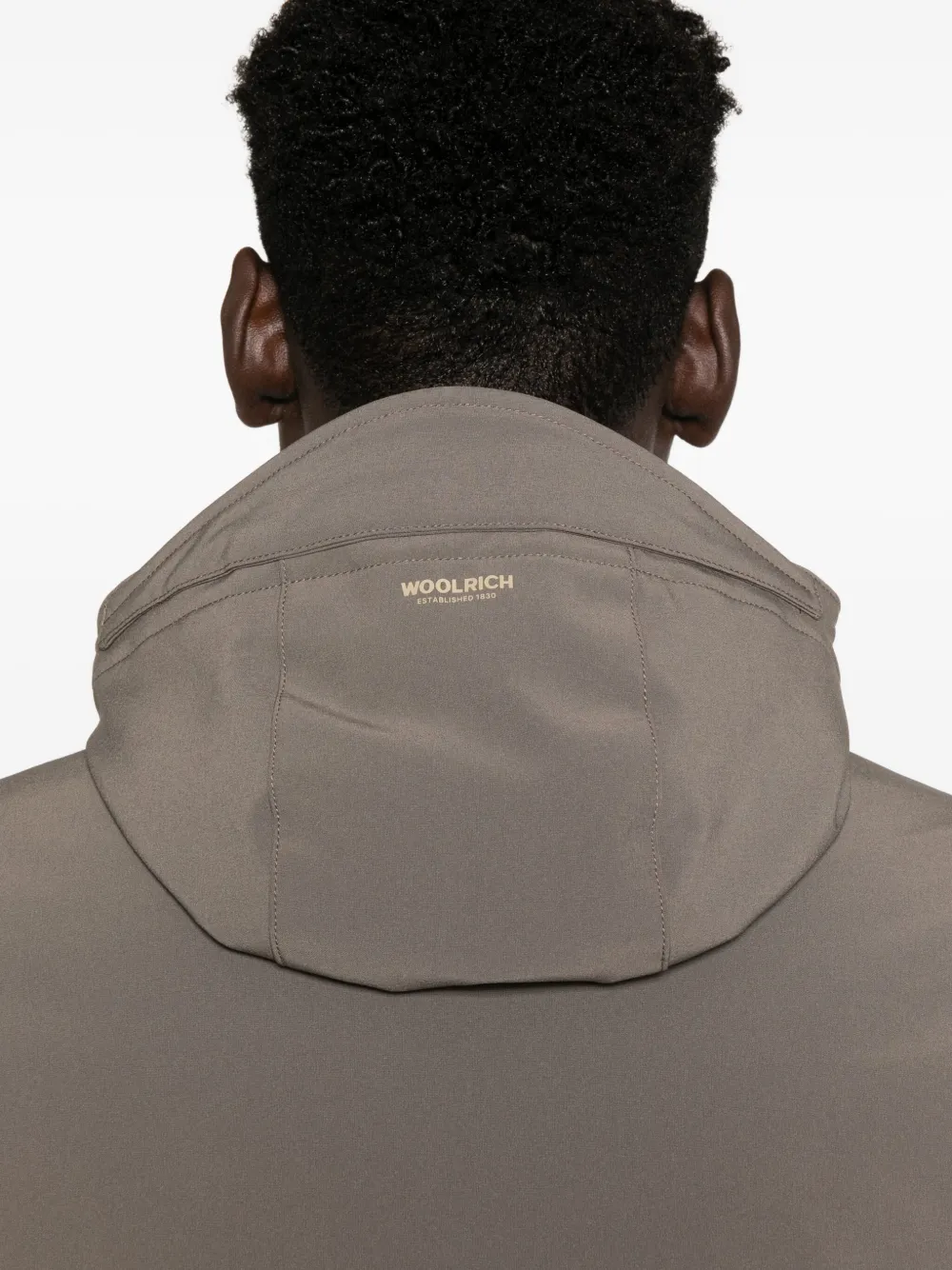 Woolrich Hooded Buttoned Coat In Brown
