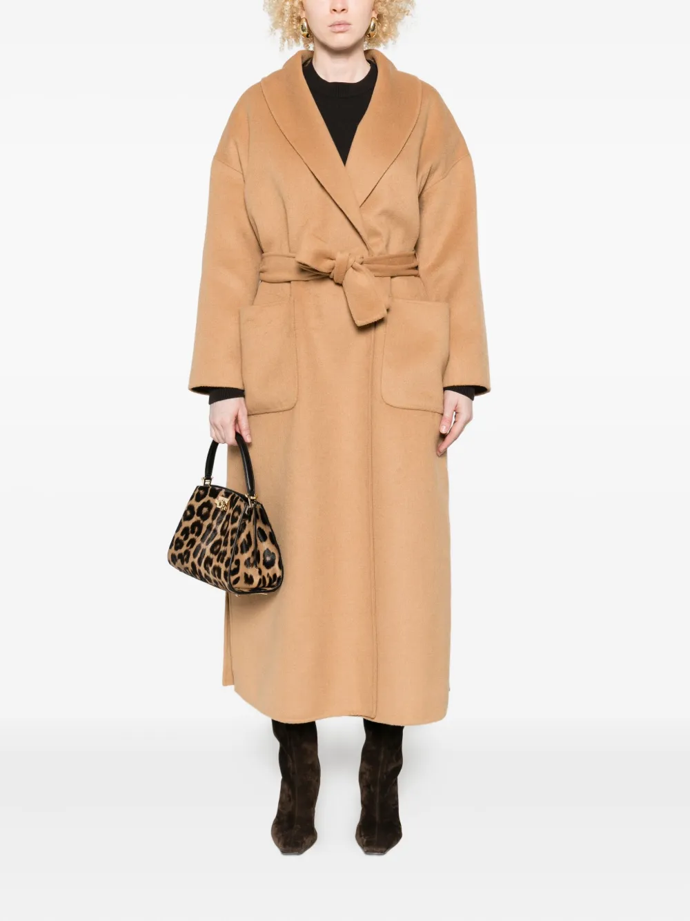Liu •jo Belted Patch-pocket Coat In Neutral