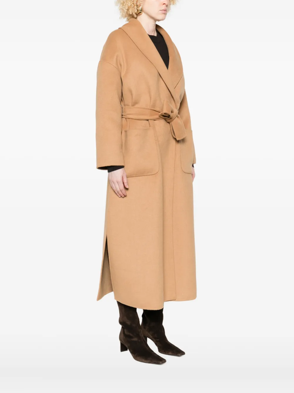 Liu •jo Belted Patch-pocket Coat In Neutral