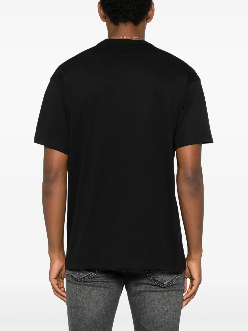 Versace Jeans Couture T-shirt met korte mouwen en goudplakkaat Zwart