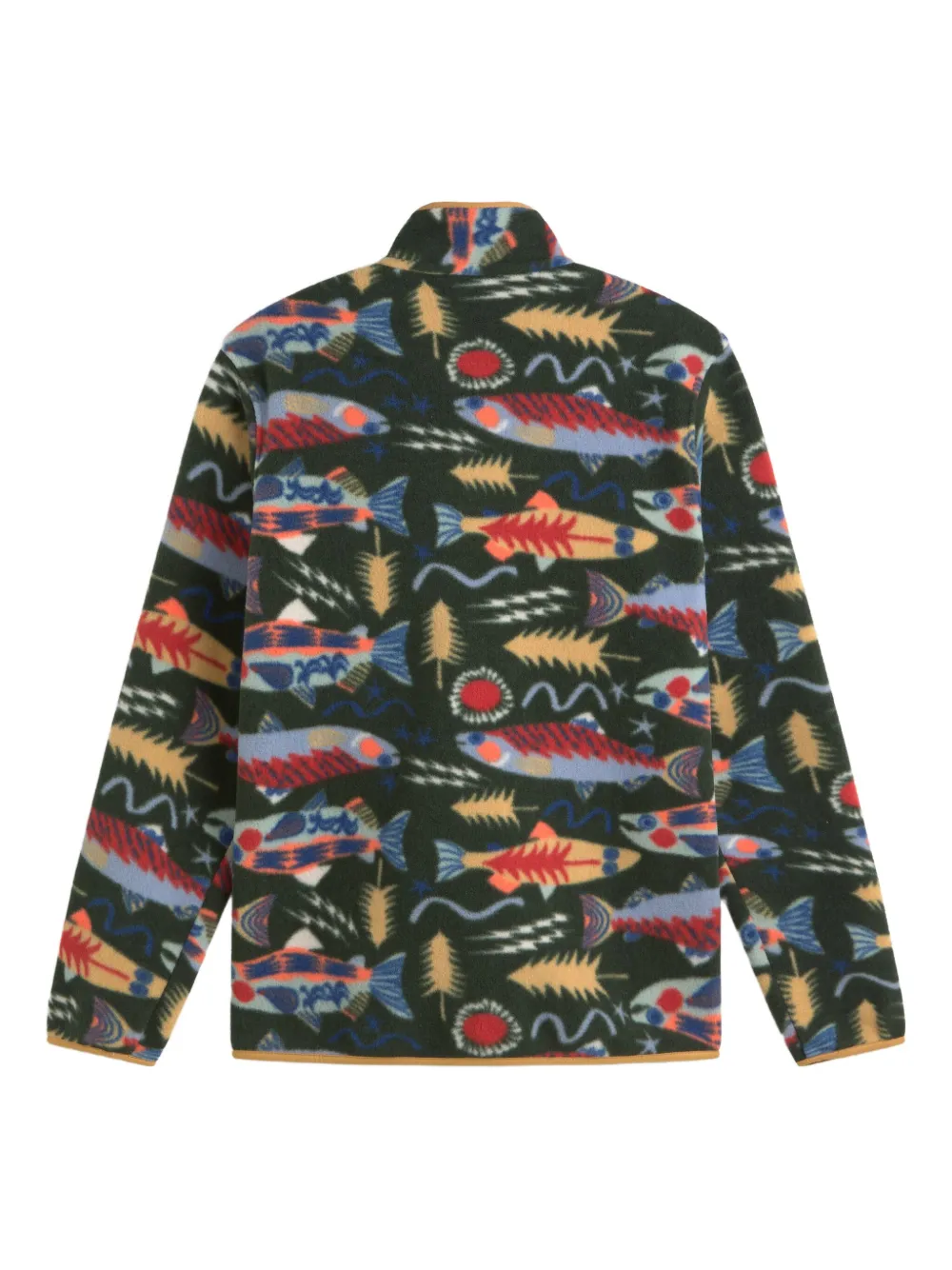 Patagonia Men S Lightweight Synchilla Snap-t Fleece Pullover Salmon Energy / Old Growth In Green