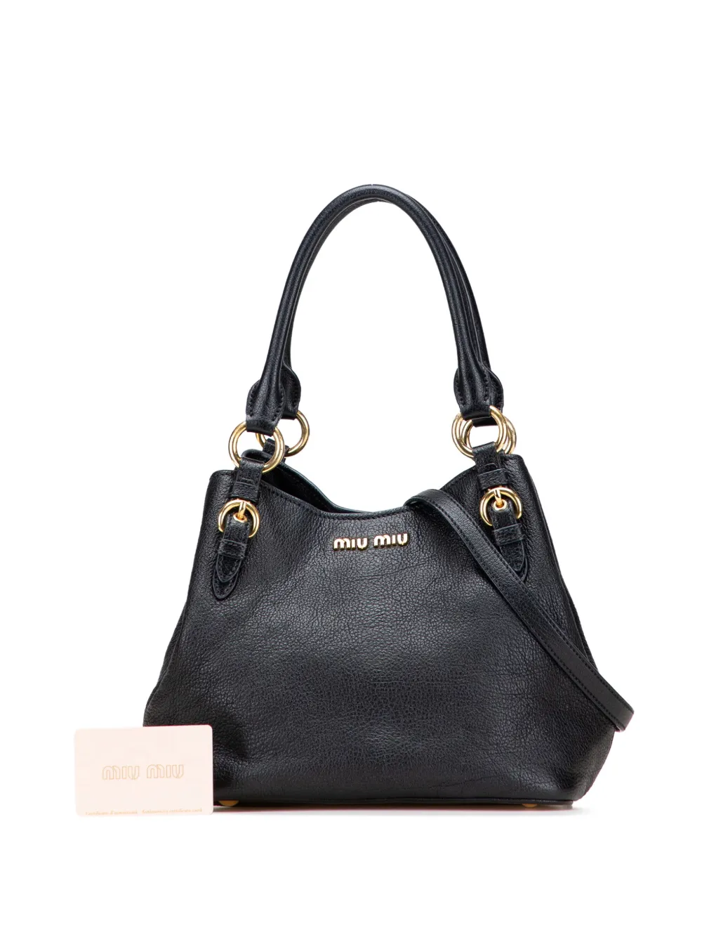 Pre-owned Miu Miu 2010-2025 Goatskin Madras Satchel In Black