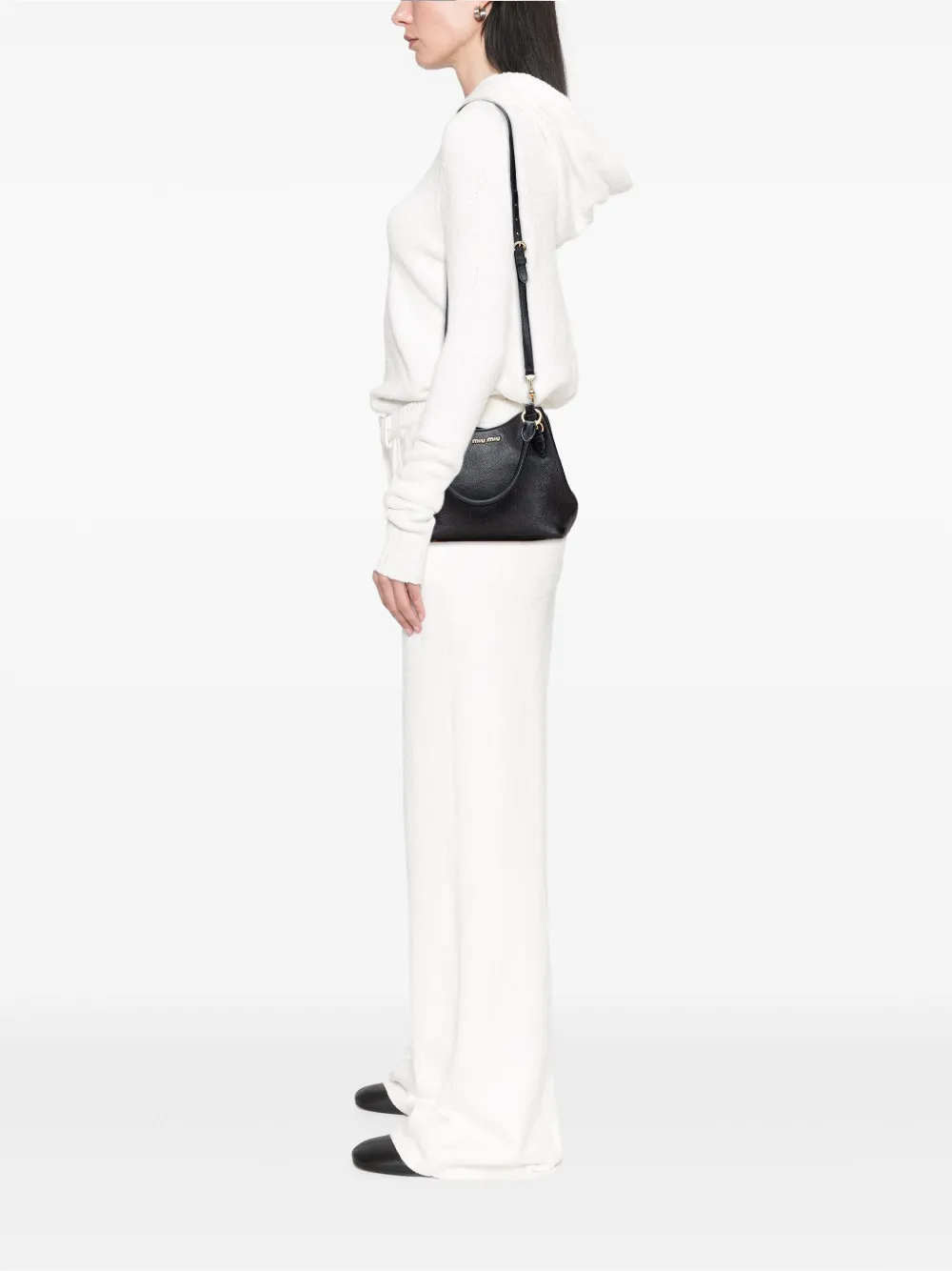 Pre-owned Miu Miu 2010-2025 Goatskin Madras Satchel In Black