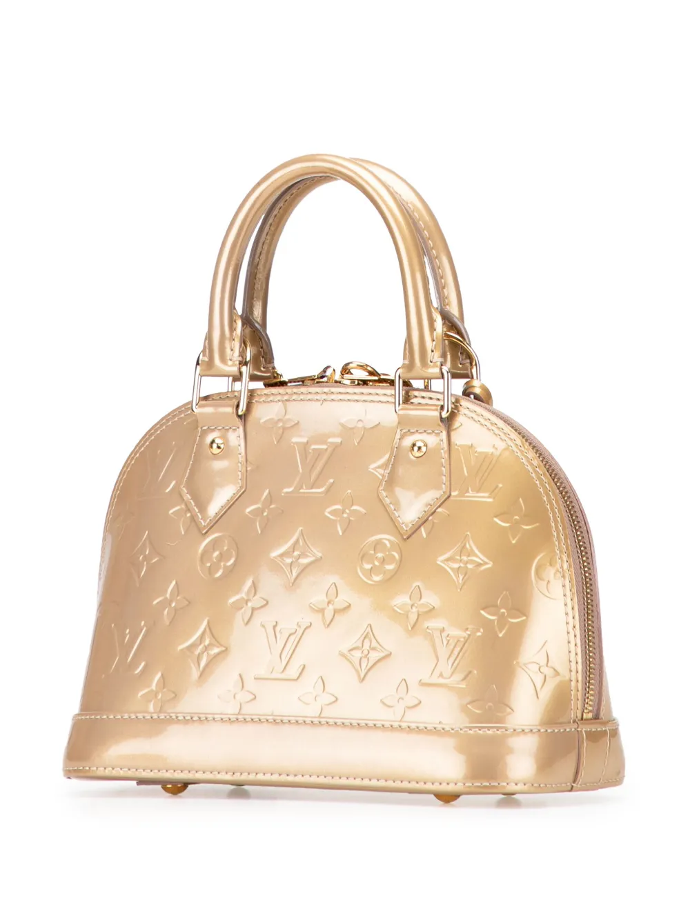 Pre-owned Louis Vuitton 2012 Monogram Vernis Alma Bb Satchel In Brown