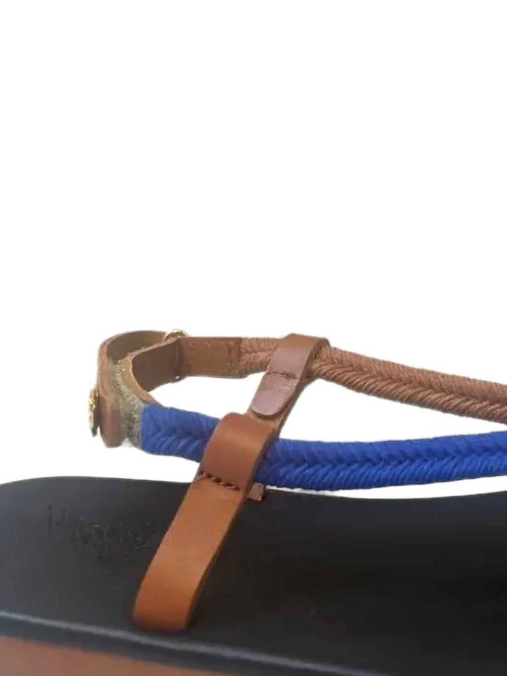 Ancient Greek Sandals Zoi leren sandalen met touw Zwart