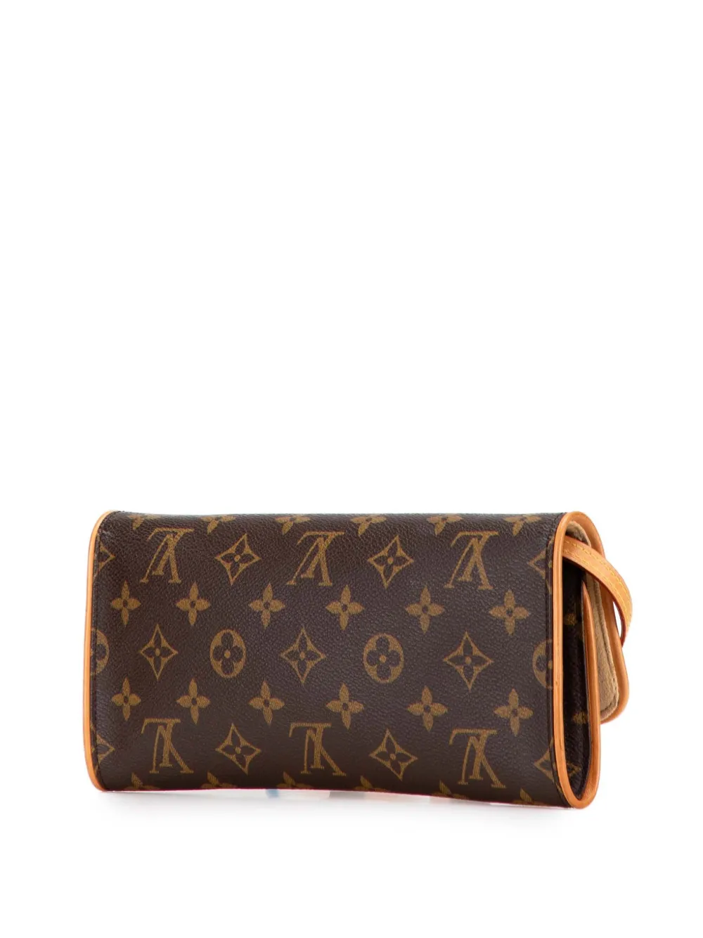 Pre-owned Louis Vuitton 2001-2025 Monogram Pochette Twin Gm Crossbody Bag In Brown