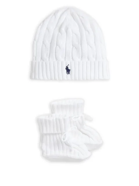 POLO RALPH LAUREN KIDS cable-knit hat and boot set