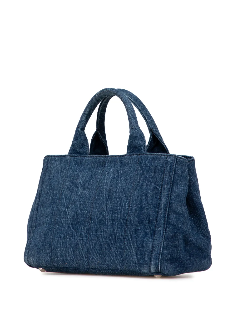 Pre-owned Prada 2000-2025 Small Denim Canapa Bijoux Satchel In Blue