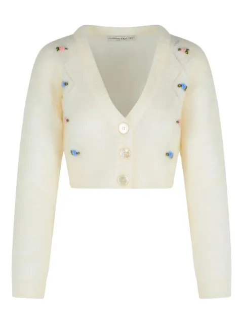 Alessandra Rich floral-embroidered V-neck cardigan
