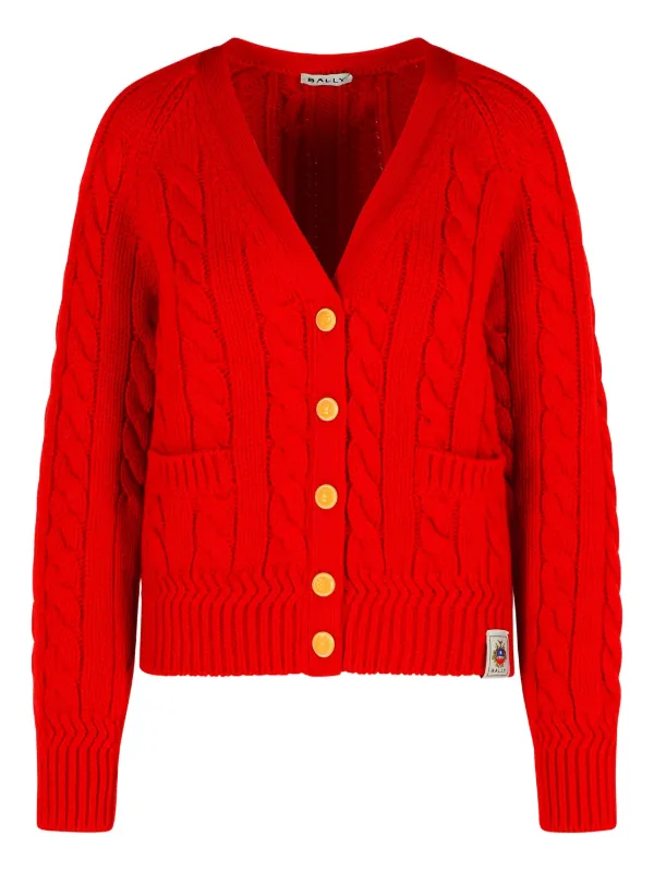 Bally Zopfmuster-Cardigan Mit Aufgesetzter Tasche Rot FARFETCH DE