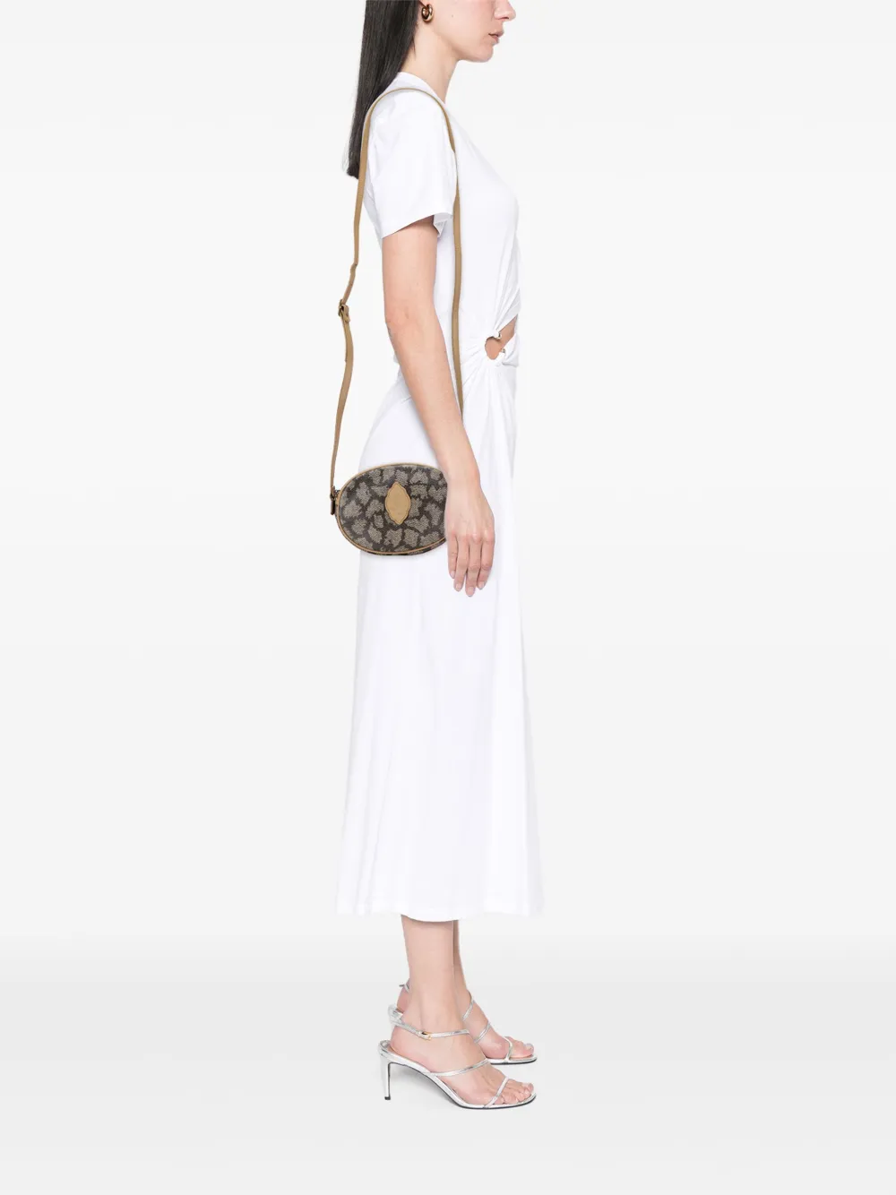 Pre-owned Saint Laurent 20th Century Coated Canvas Crossbody Bag In Gray