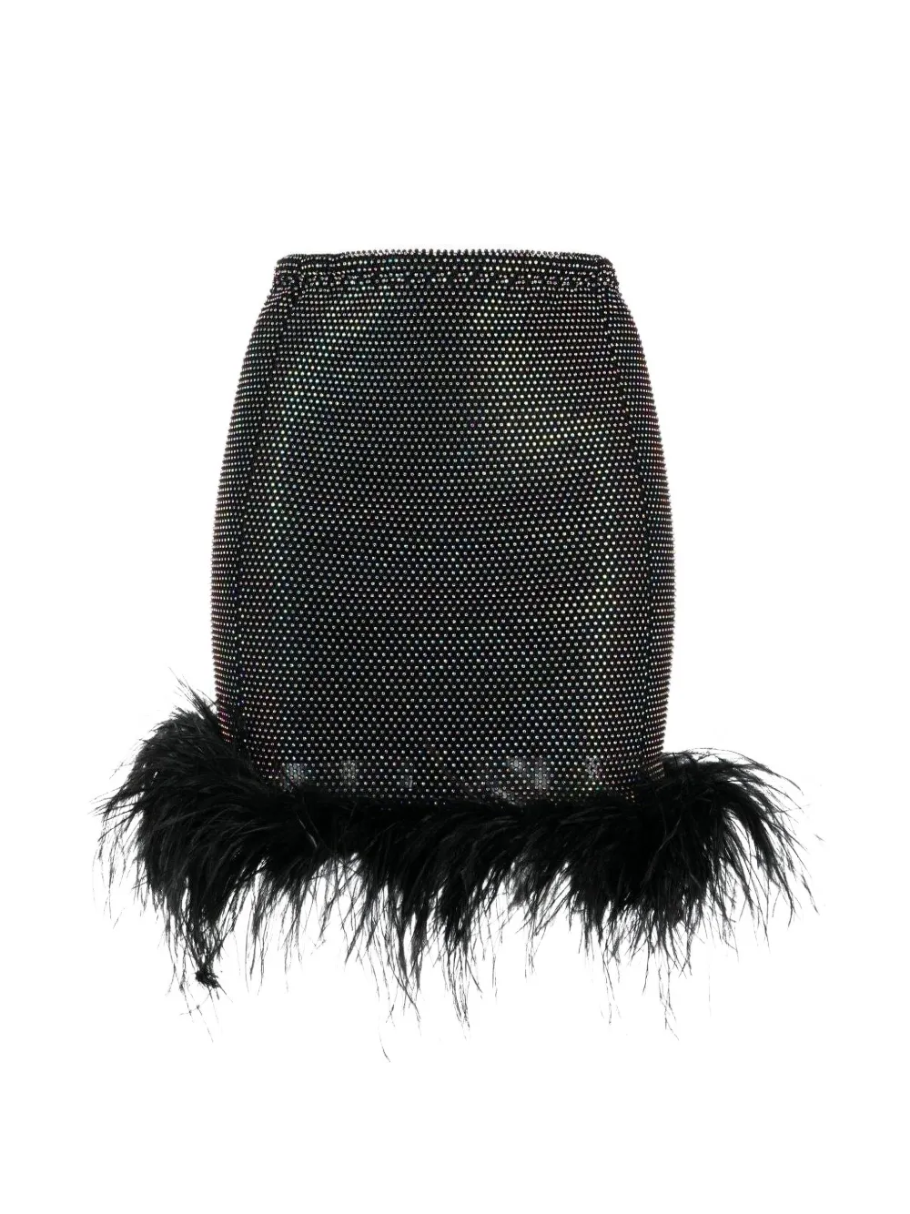 Santa Brands rhinestone-embellished feather-trim mini skirt - Schwarz