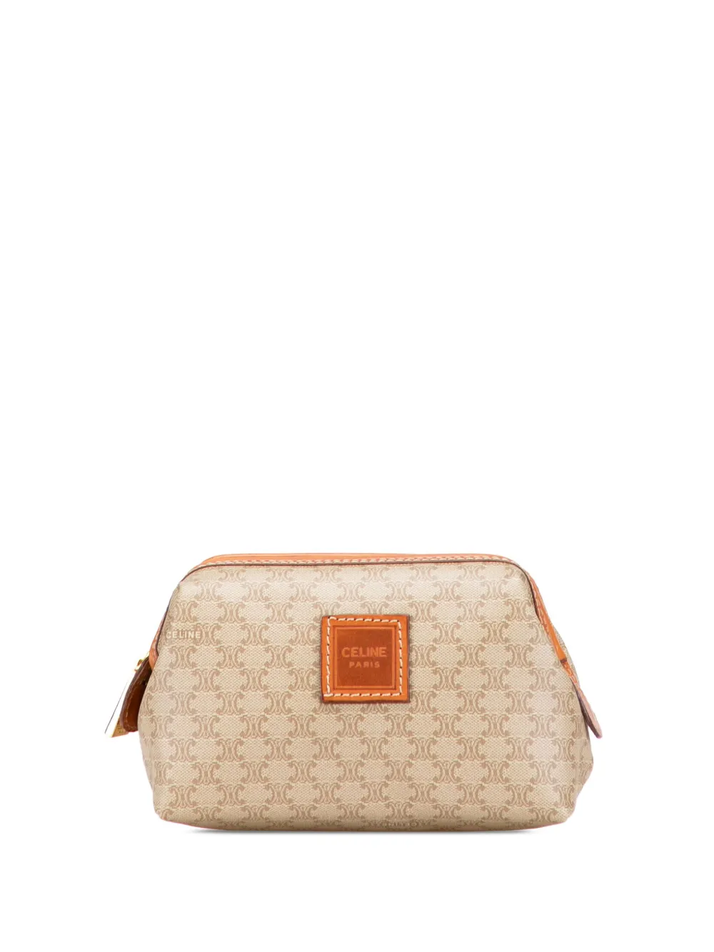 Pre-owned Celine 20th Century Macadam Coated Canvas Pouch In Brown