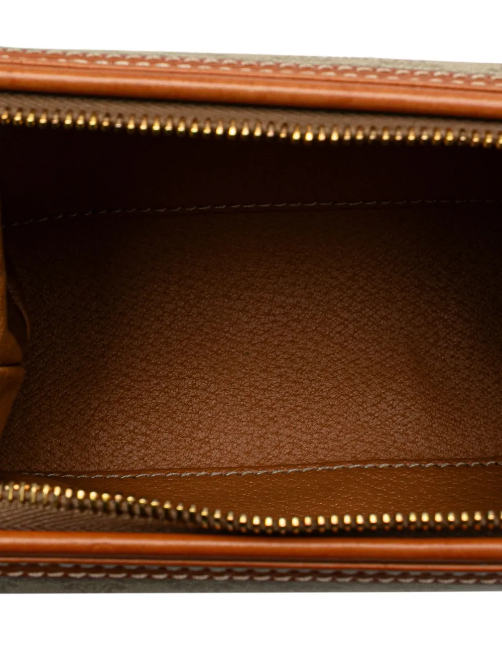 Pre-owned Celine 20th Century Macadam Coated Canvas Pouch In Brown