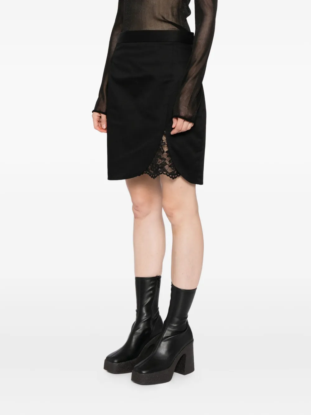 Blaklace Floral-lace Skirt In Black