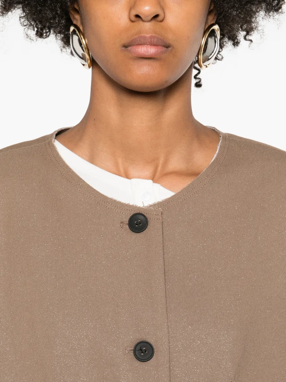 Eleh Frayed-sleeve Blazer In Brown