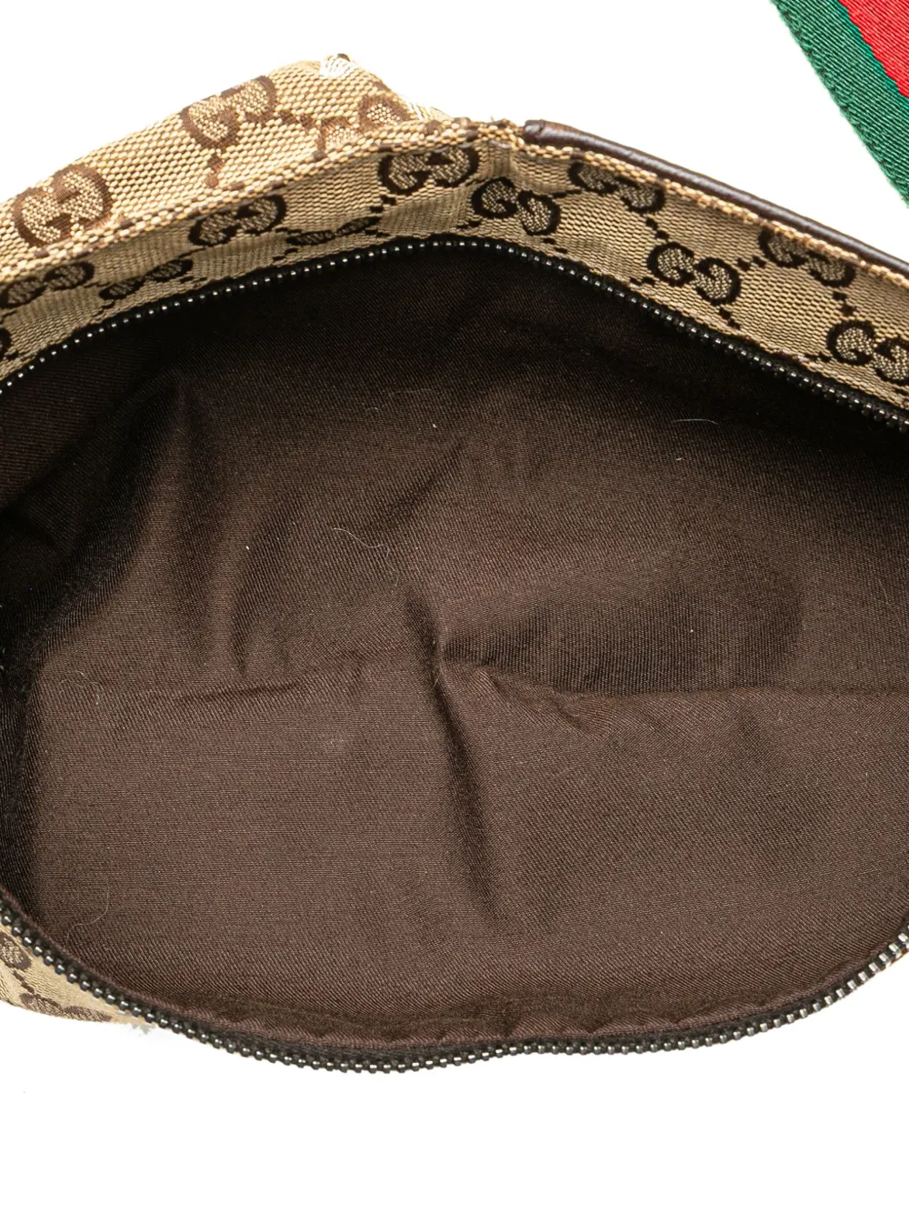 Pre-owned Gucci 2000-2015 Gg Canvas Web Double Pocket Belt Bag In Brown