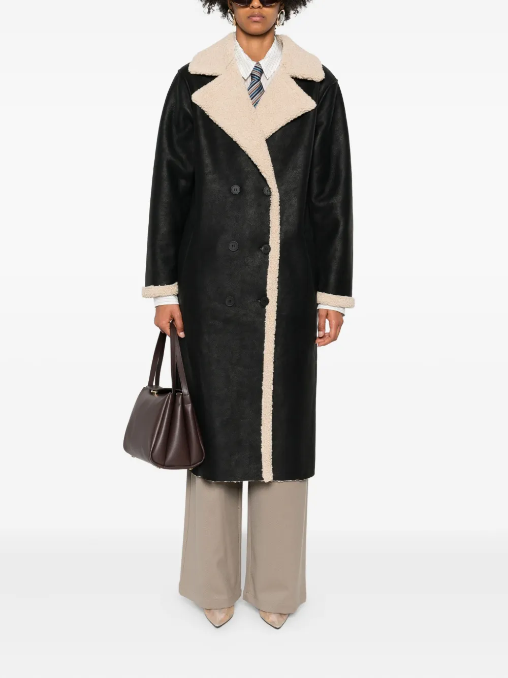 Eleh double-breasted fleece-trimmed coat | Double Breasted & Peacoats | Image 2