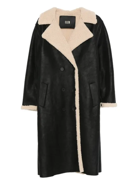Eleh double-breasted fleece-trimmed coat