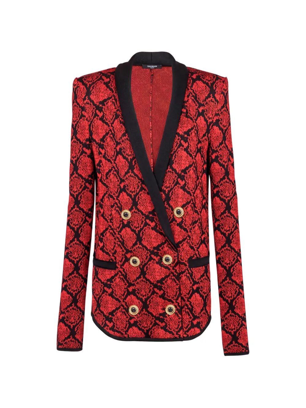 Balmain Cardigan doppiopetto con effetto serpente - Rosso