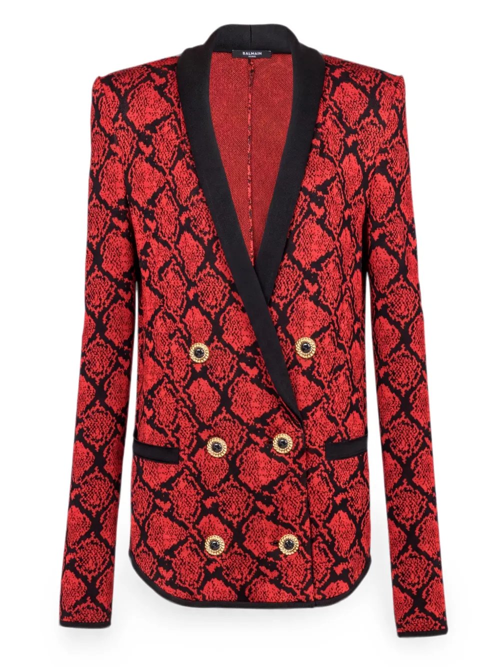 Balmain Vest met dubbele rij knopen en slangenleer-effect Rood