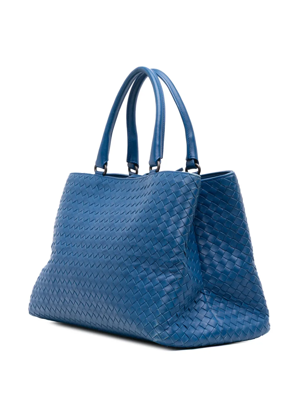 Pre-owned Bottega Veneta 2012-2025 Nappa Intrecciato Milano Tote Bag In Blue