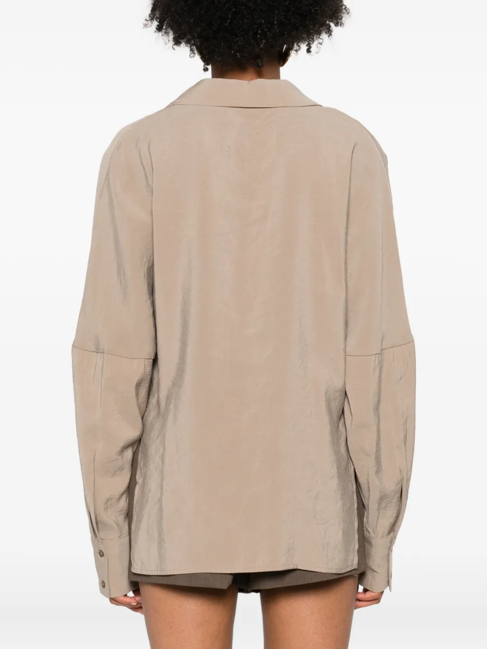 Eleh Wrap-effect Cotton Blouse In Brown