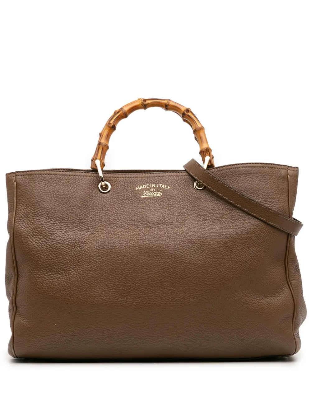 Gucci Pre-Owned 2016-2025 ラージ カーフスキン バンブー ショッパー サッチェルバッグ - ブラウン Gucci Pre-Owned 2016-2025 ラージ カーフスキン バンブー ショッパー サッチェルバッグ - ブラウン