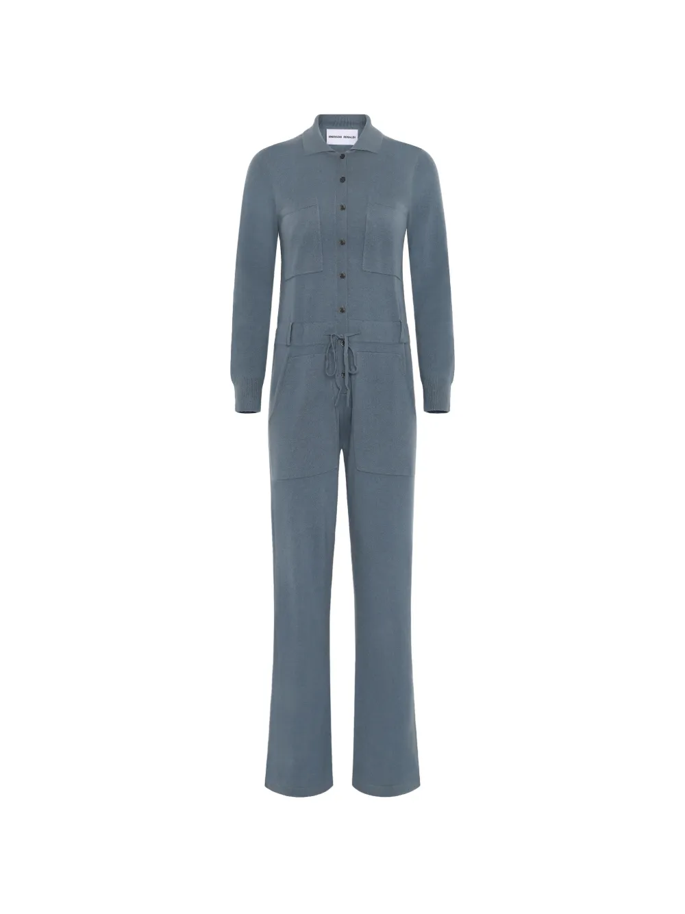 Emerson Renaldi Drawstring Button-front Jumpsuit In Blue