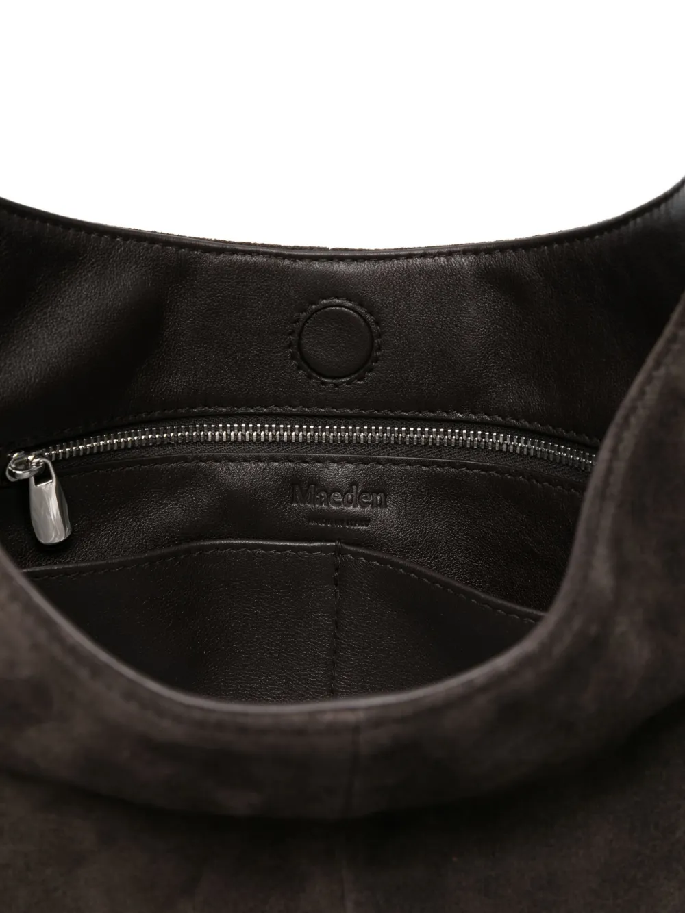 Maeden Large Suede Crescent Shoulder Bag In Brown