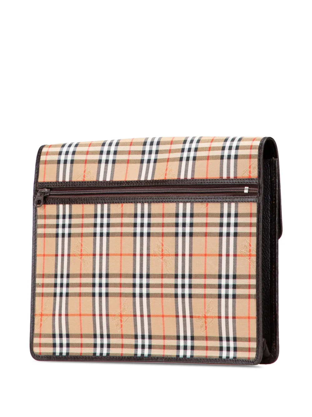 Pre-owned Burberry 20th Century Haymarket Check Canvas Clutch Bag In Brown