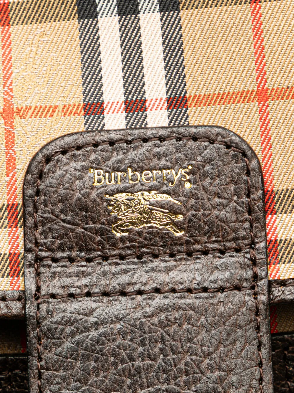 Pre-owned Burberry 20th Century Haymarket Check Canvas Clutch Bag In Brown