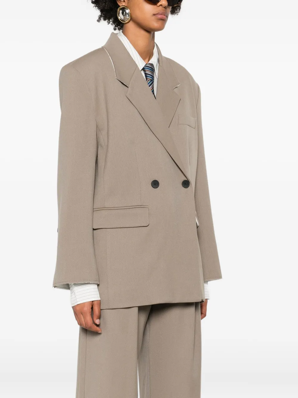 Eleh Double-breasted Cotton Jacket In Gray
